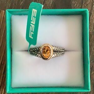 Effy 925 Sterling Silver & 18KP Yellow Gold Citrine Ring